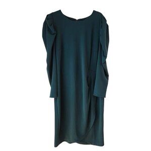 Eloquii Green Cocktail Dress Long Sleeve Puff Sleeves Holiday Women's 16